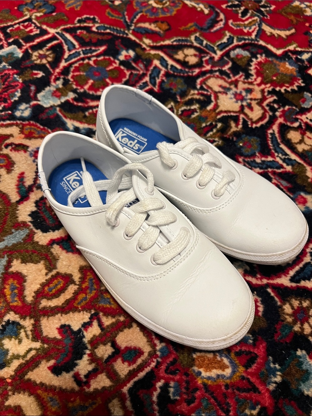 Keds White Low-Top Leather Lace-Up Sneakers